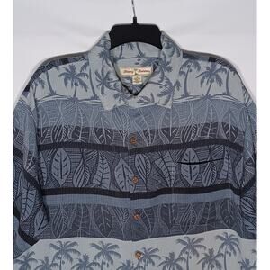 Tommy Bahama sz M 100% Silk Short Sleeve Button Up Blue Hawiian Camp Shi…